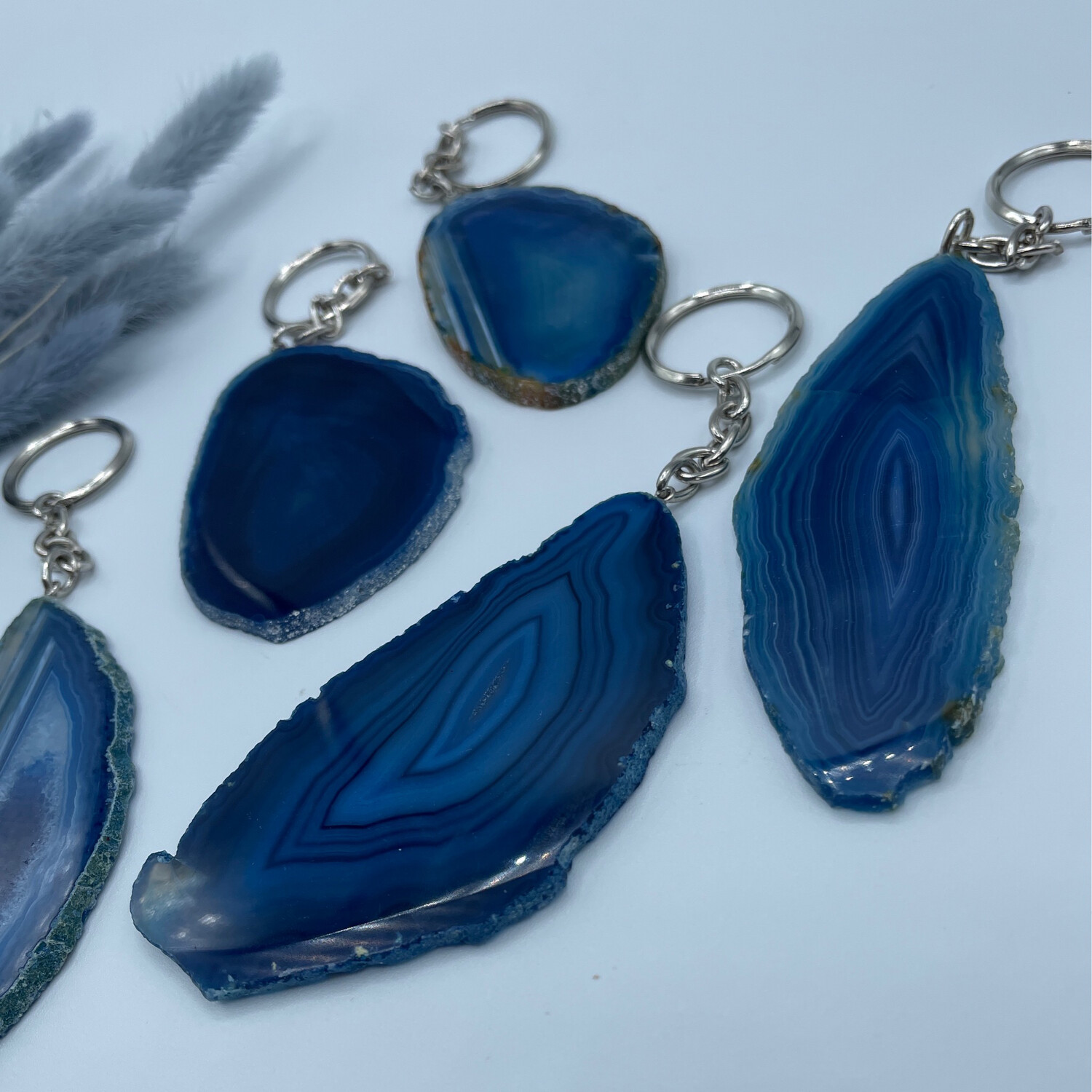 Blau Gefärbte achat Schlüsselanhänger