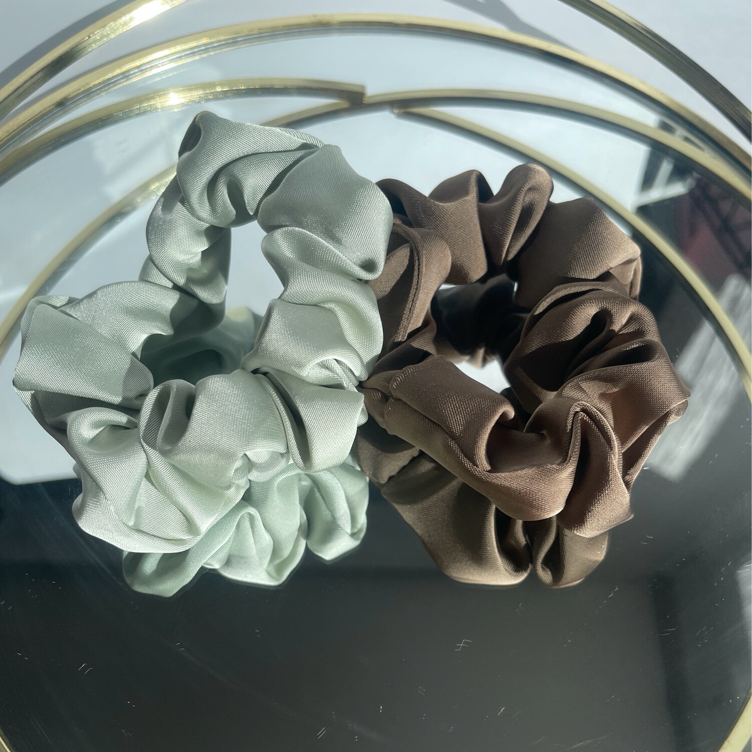 Scrunchie Doppelpack braun/mint