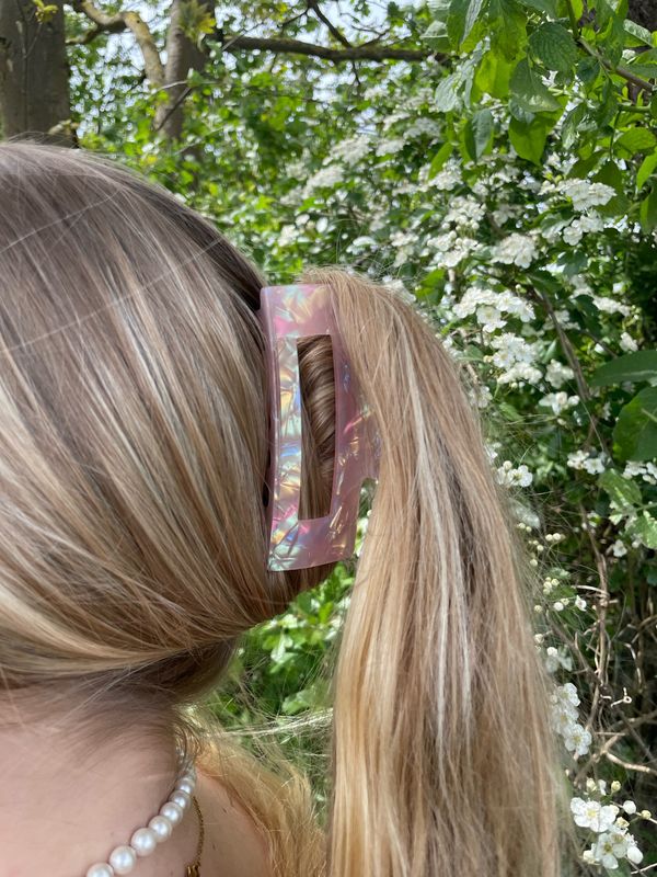 Haarklammer M „Rosen Quarz“