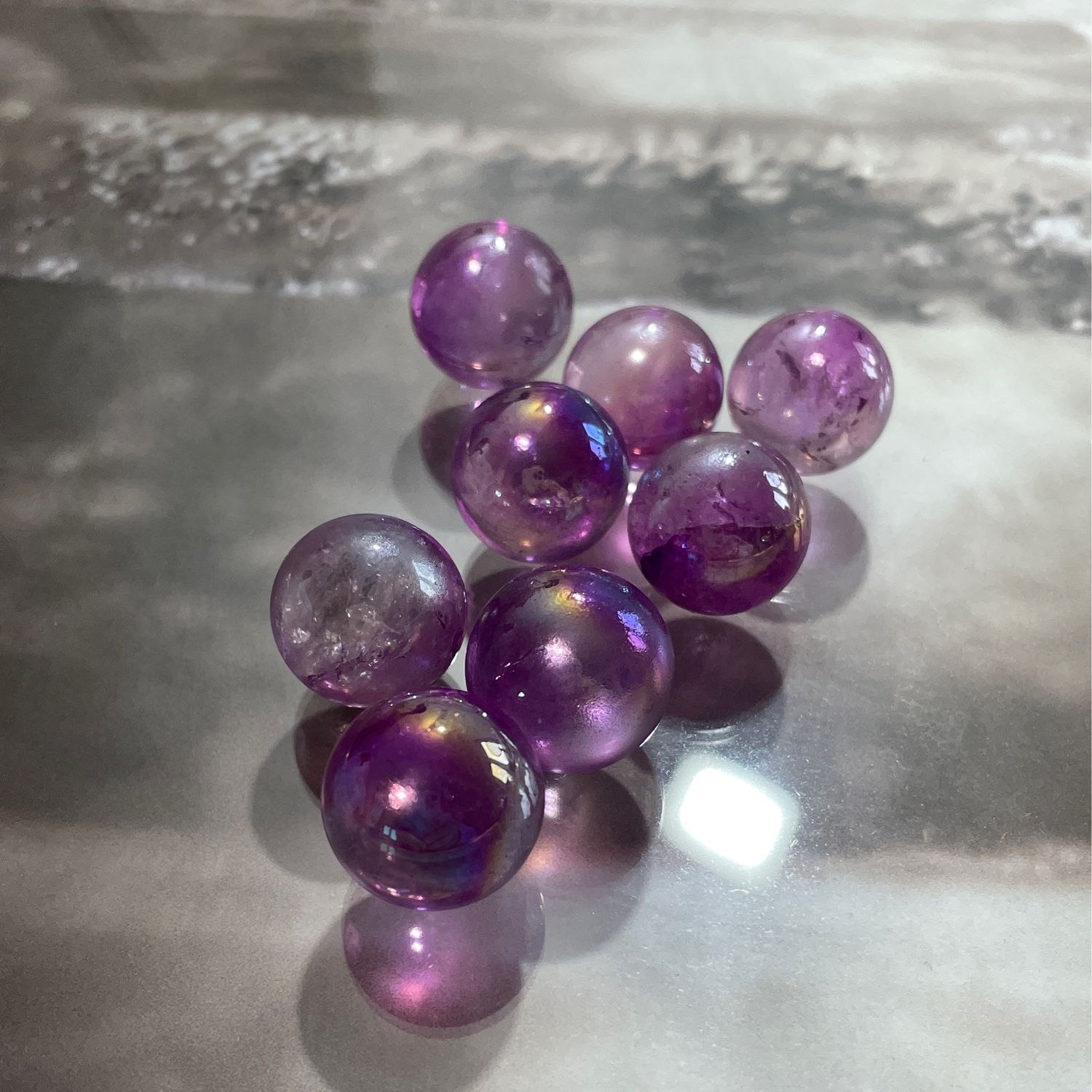 Lila Aura Bergkristall Kugeln ca.1.5cm