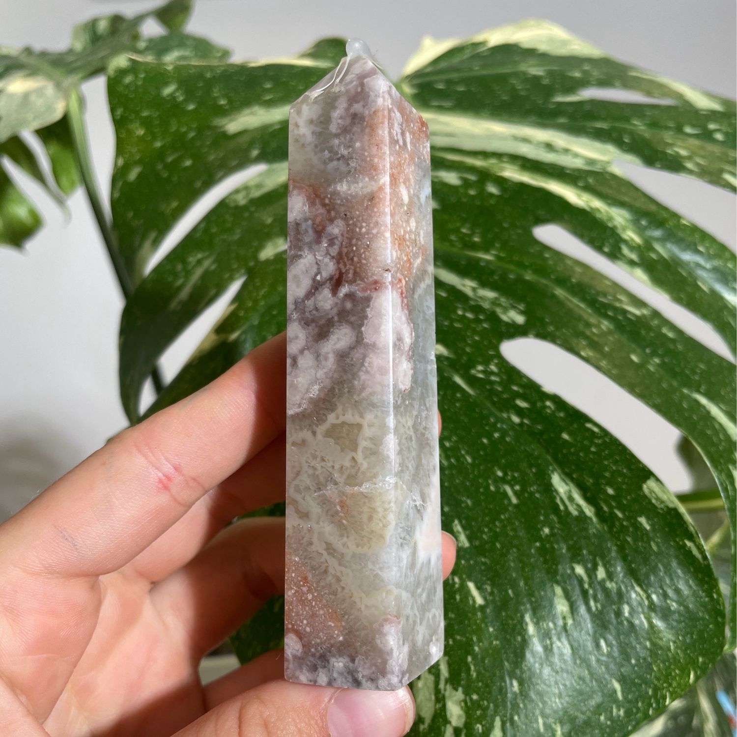 Blumenachat x Pink Amethyst x Prasiolith Turm