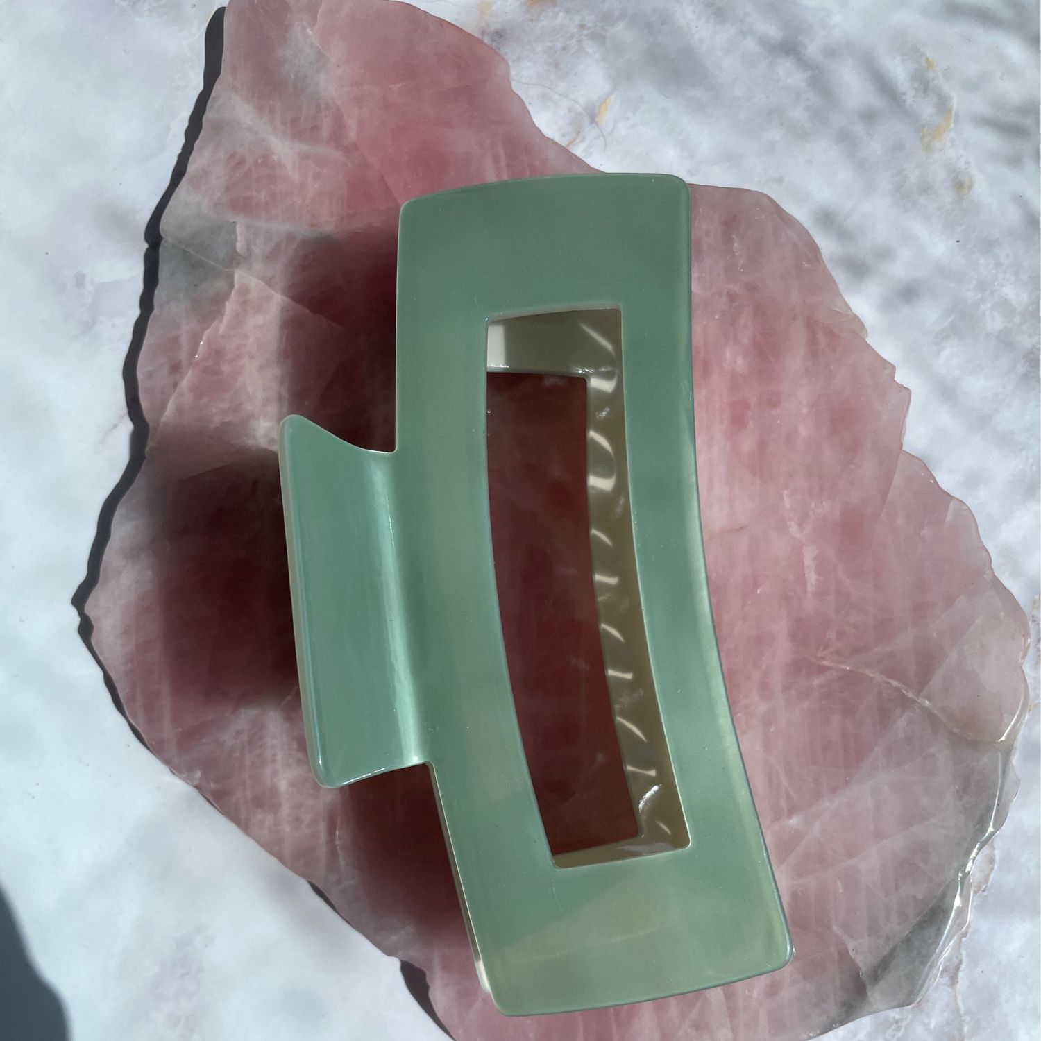 Haarklammer L „grüner Mondstein“