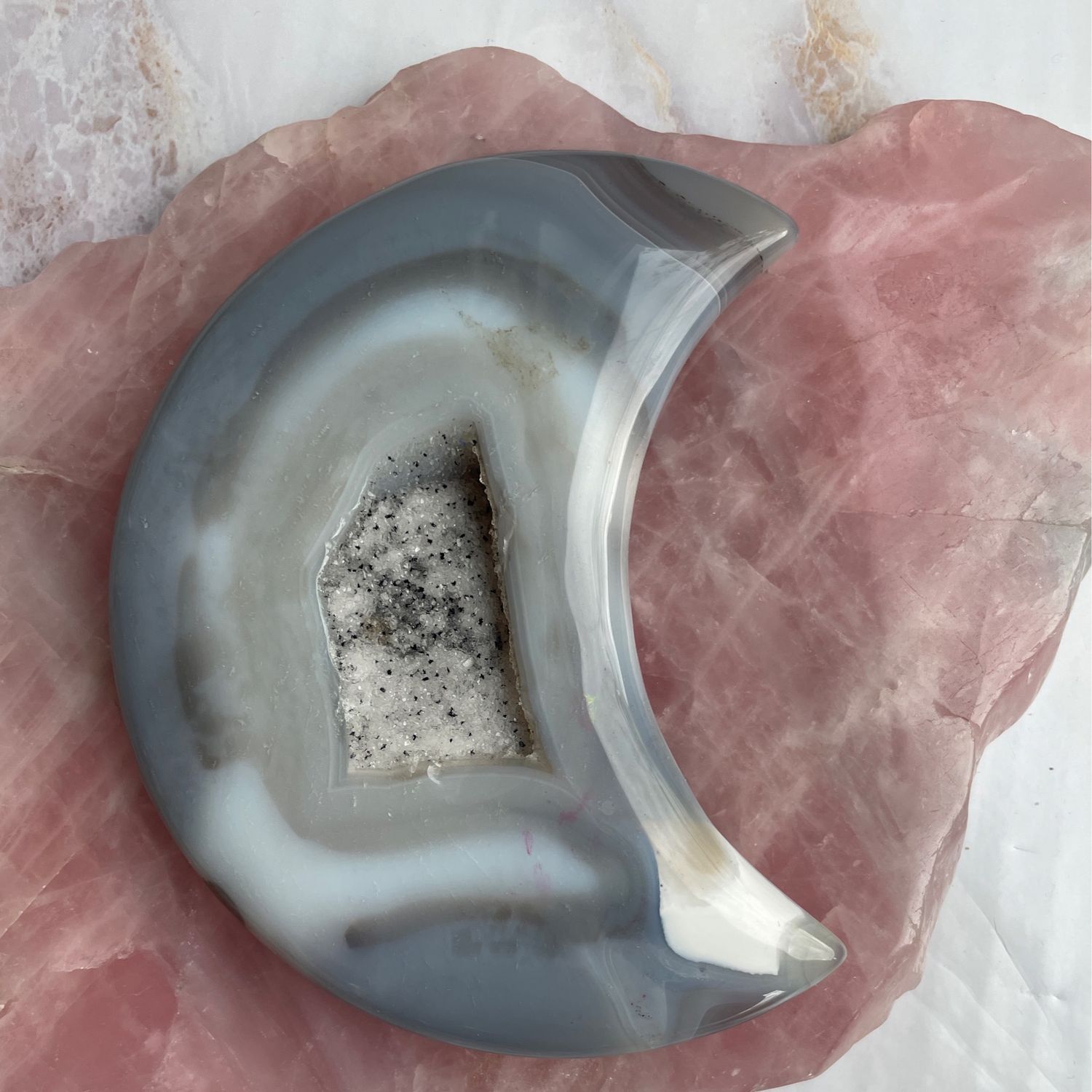Mond x druzy Achat