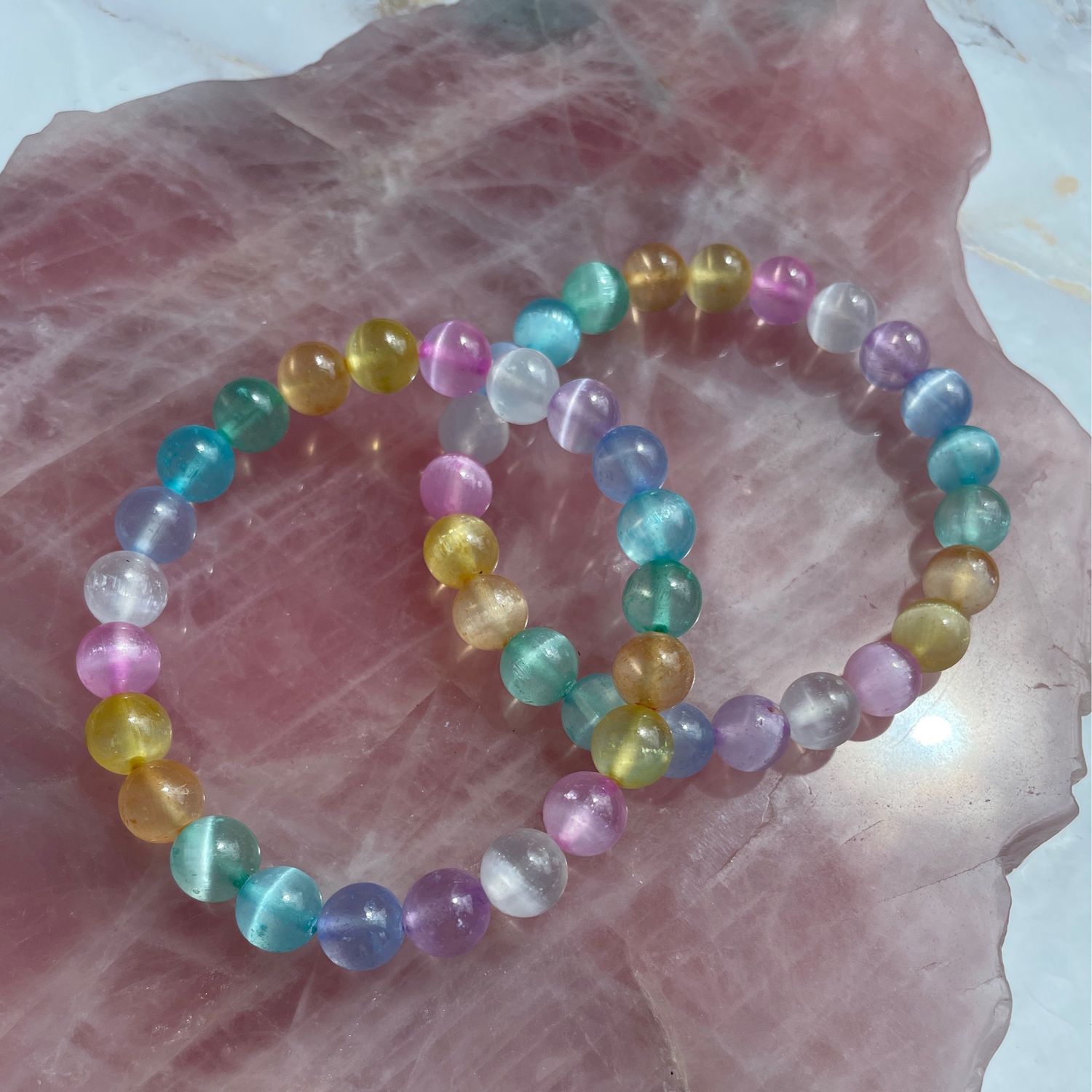 Selenit, gefärbt x Armband