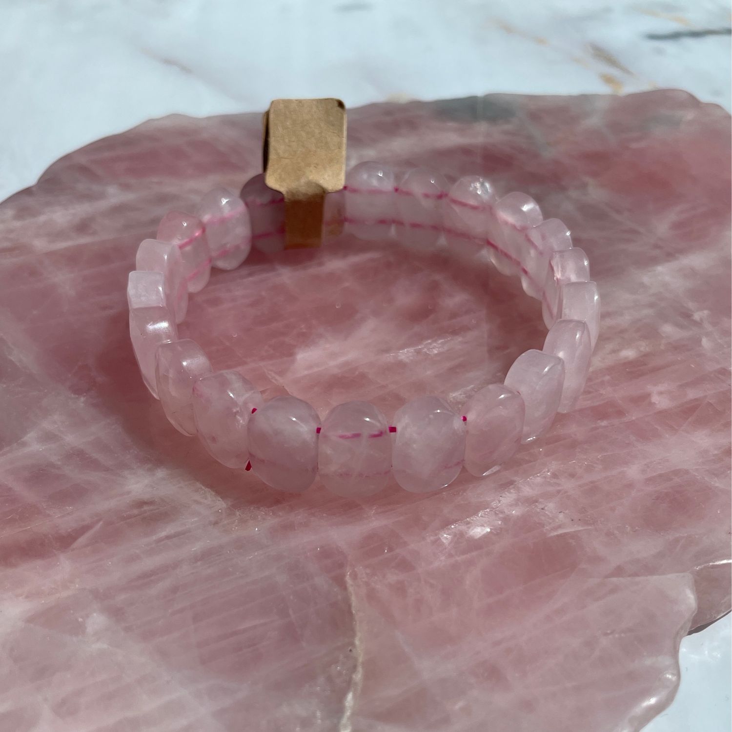 Rosenquarz x Bangle, facettiert