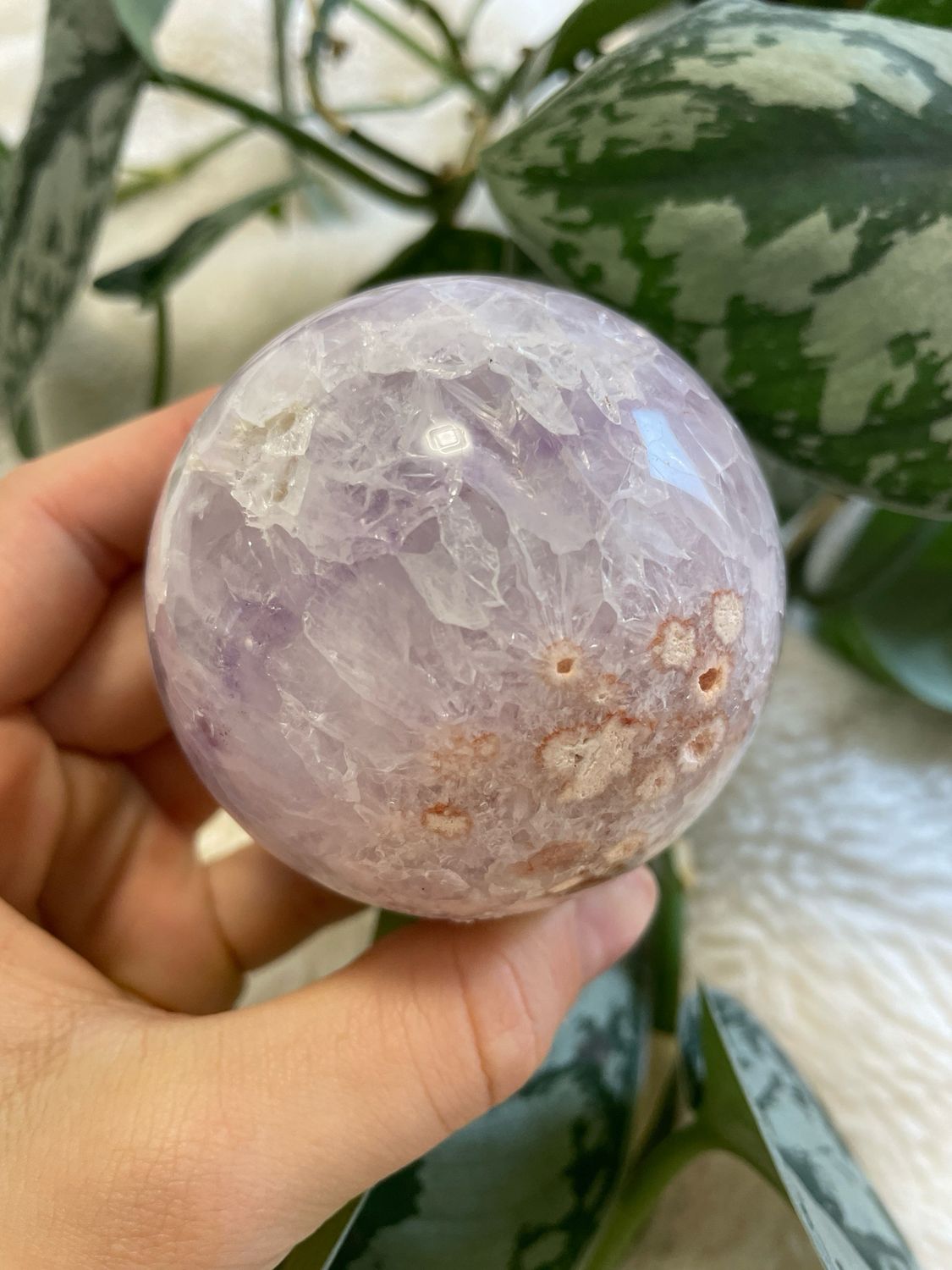 Amethyst x Pink Amethyst x Blumenachat Kugel