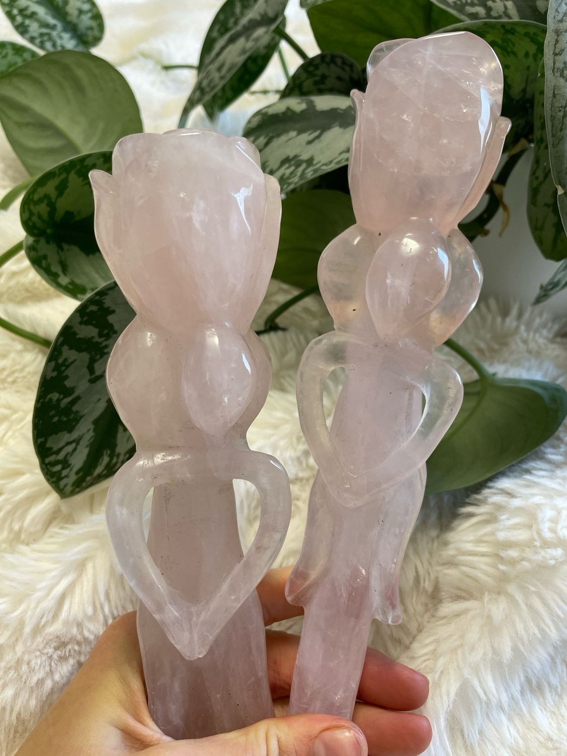 Rosenquarz Rose mit Stern