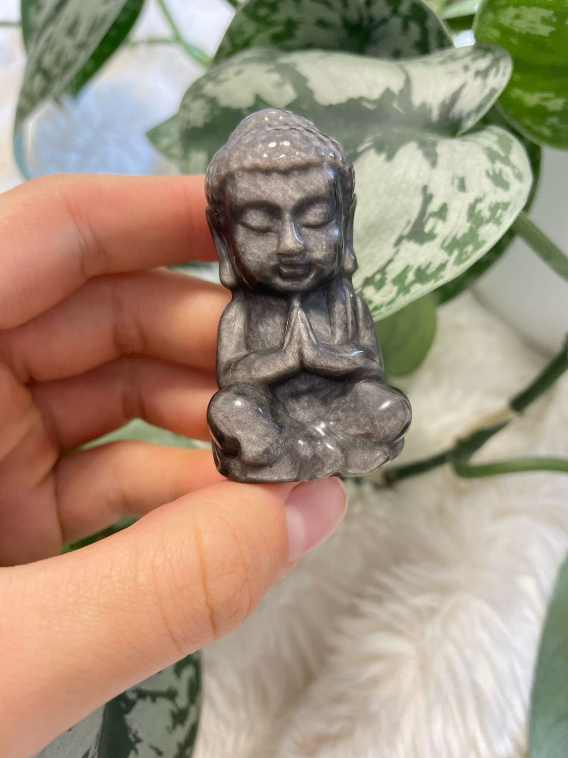 Silber Obsidian Buddha