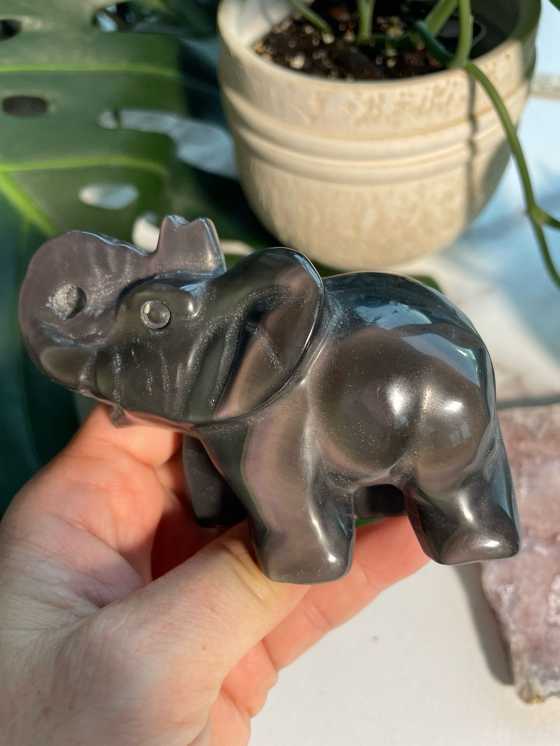 Elefant x Regenbogen Obsidian