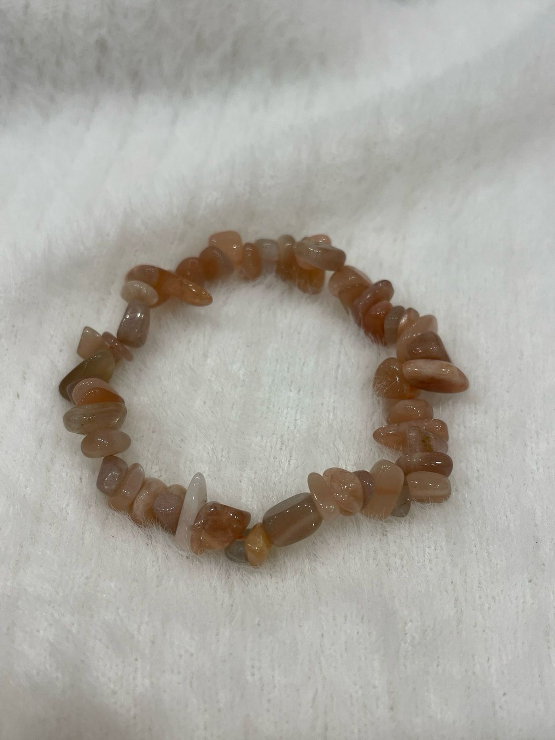 Pfirsich Mondstein Splitter Armband