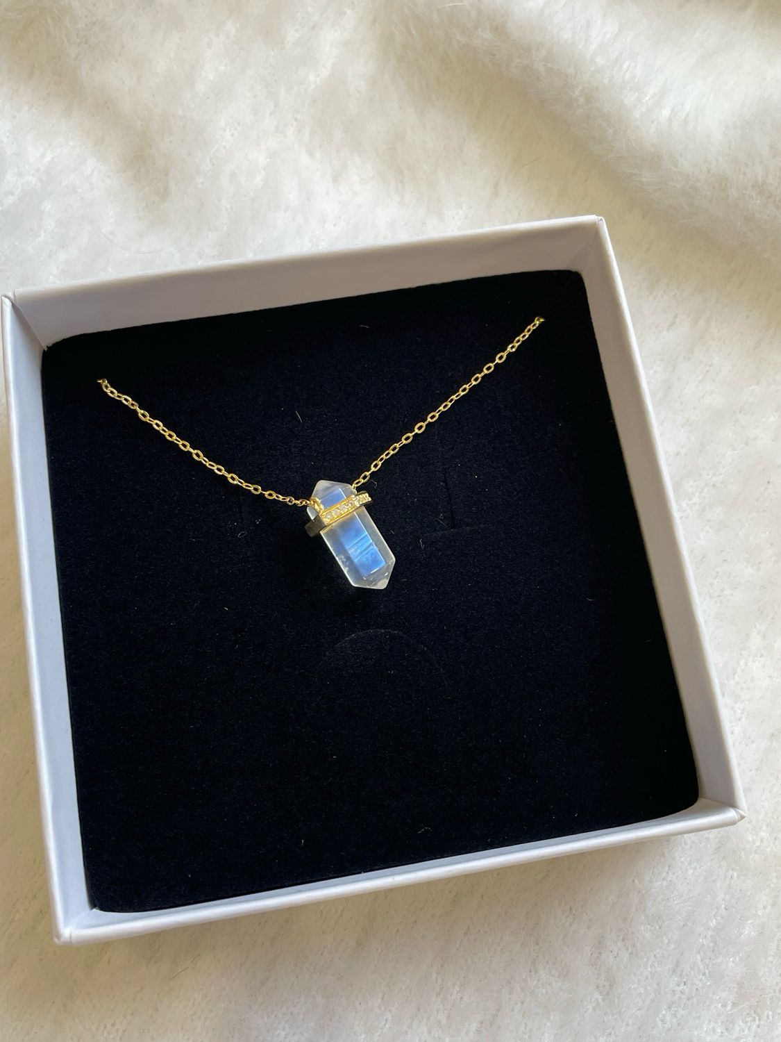 Mondstein Doppelender Kette S925 vergoldet