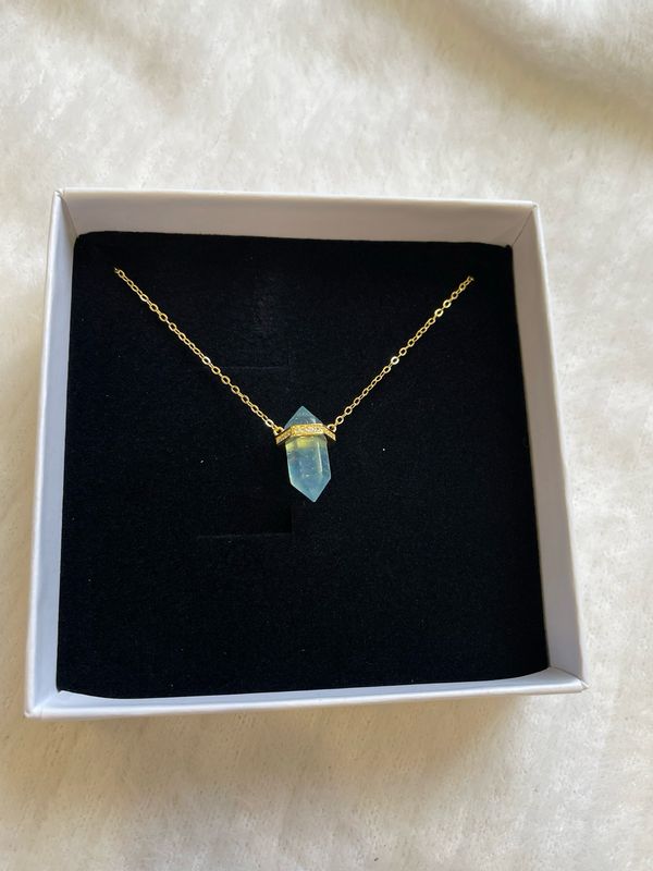 Aquamarin Doppelender Kette S925 vergoldet