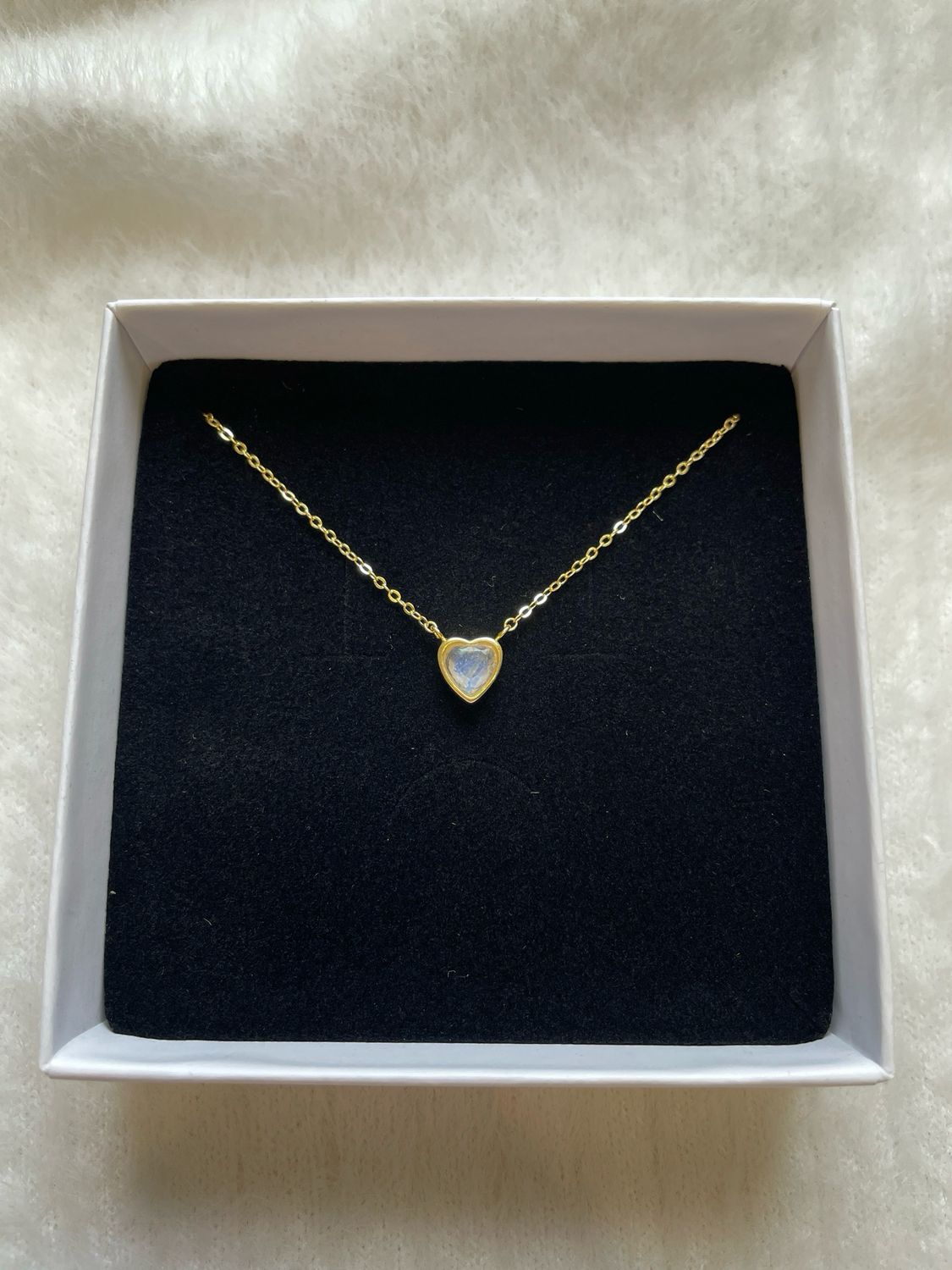 Mondstein Kette Herz S925 vergoldet