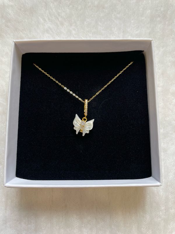 Pearl Schmetterling Kette S925 vergoldet