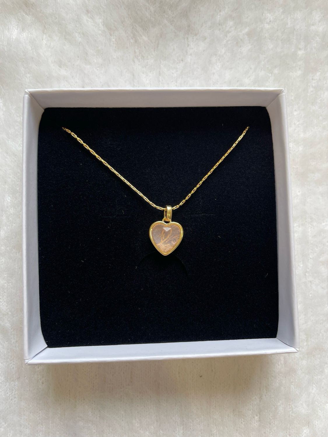 Rosenquarz Herz Kette Steel