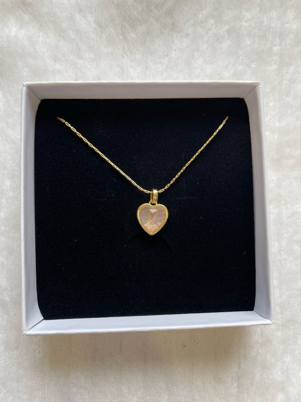 Rosenquarz Herz Kette Steel