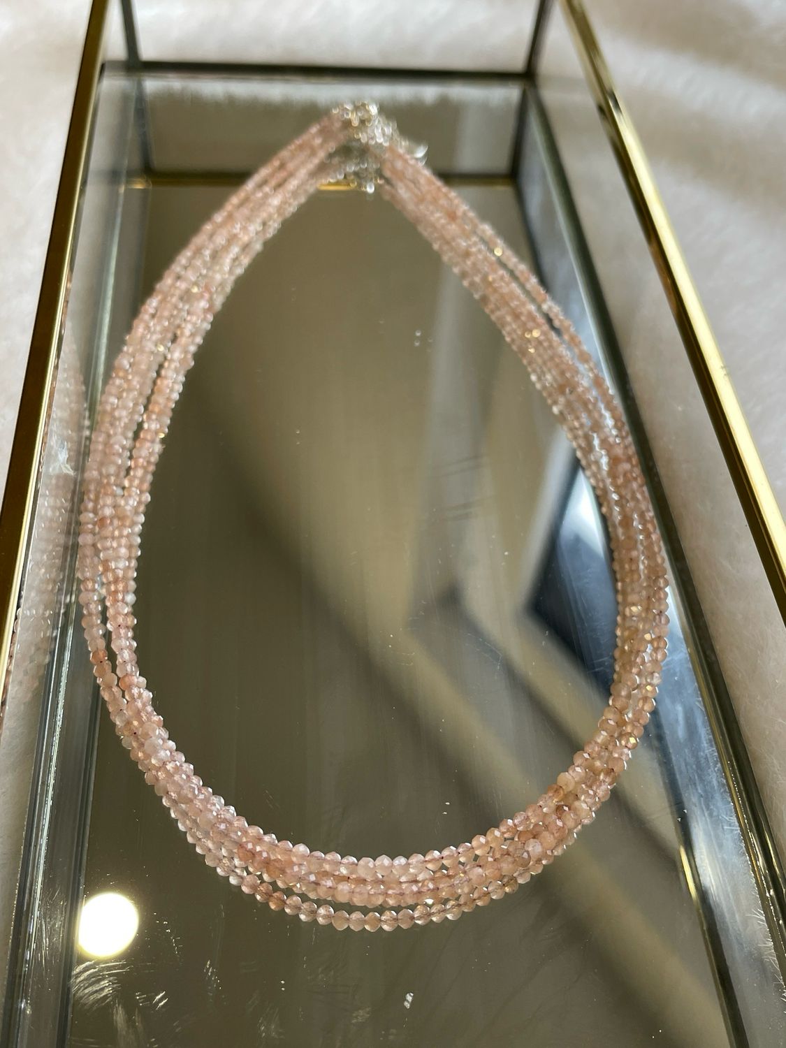 Pfirsich Mondstein Kette S925