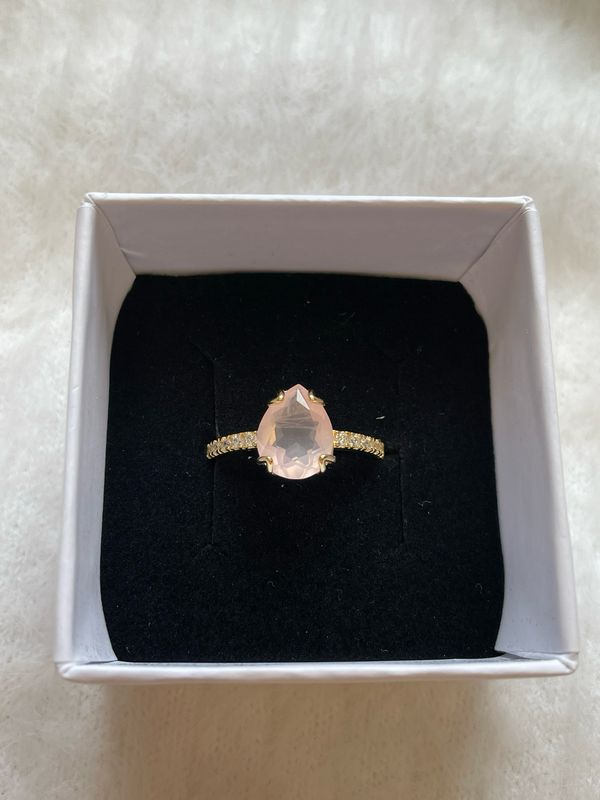 Rosenquarz Ring S925 vergoldet