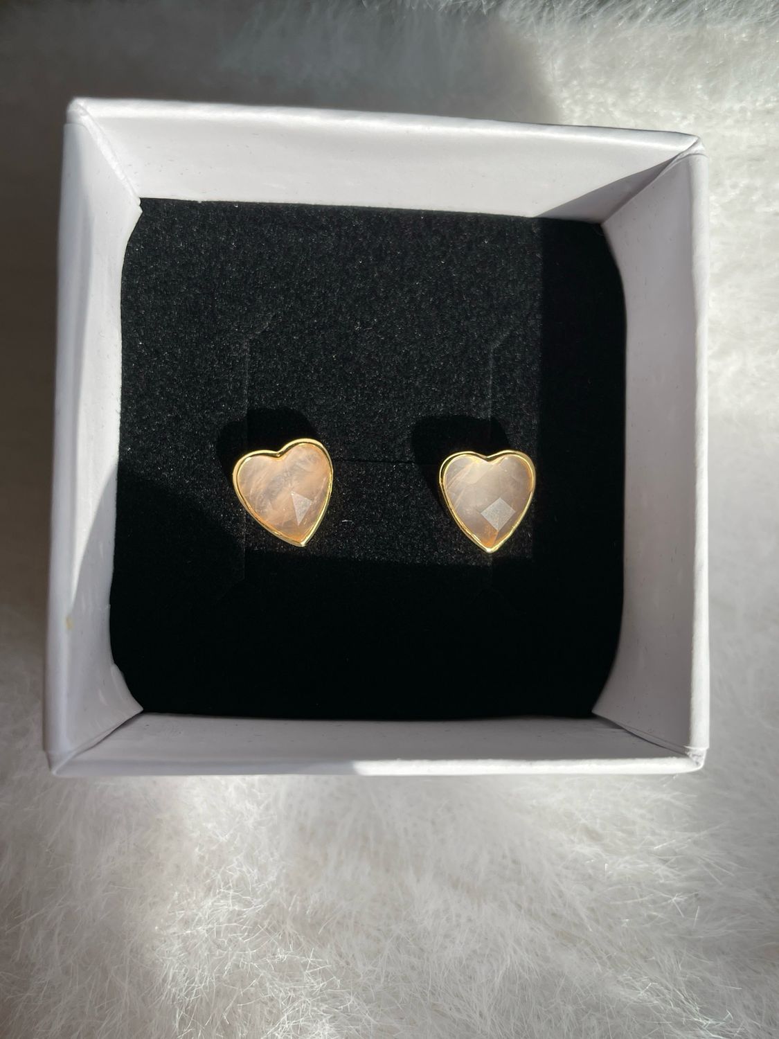 Rosenquarz Ohrstecker Herz S925 vergoldet