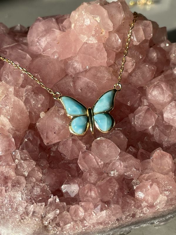 Schmetterlingskette Larimar S925 "vergoldet“