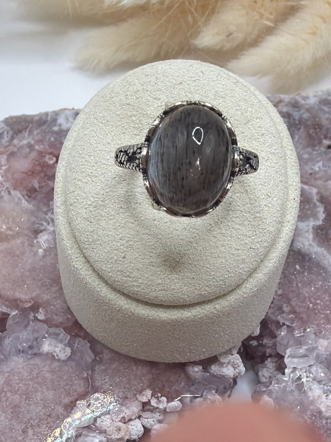 Grauer Mondstein S925 Ring