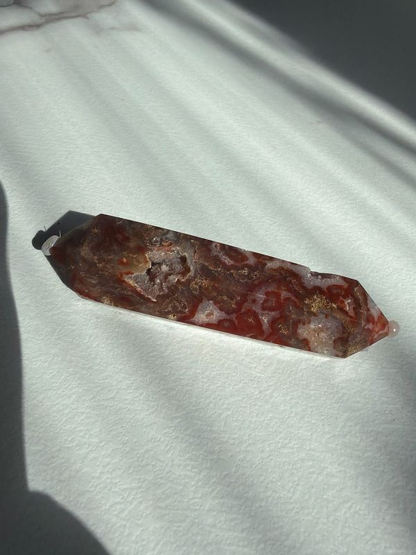 Moos Achat rot, Doppelender gefärbt Moos Achat rot, Doppelender gefärbt