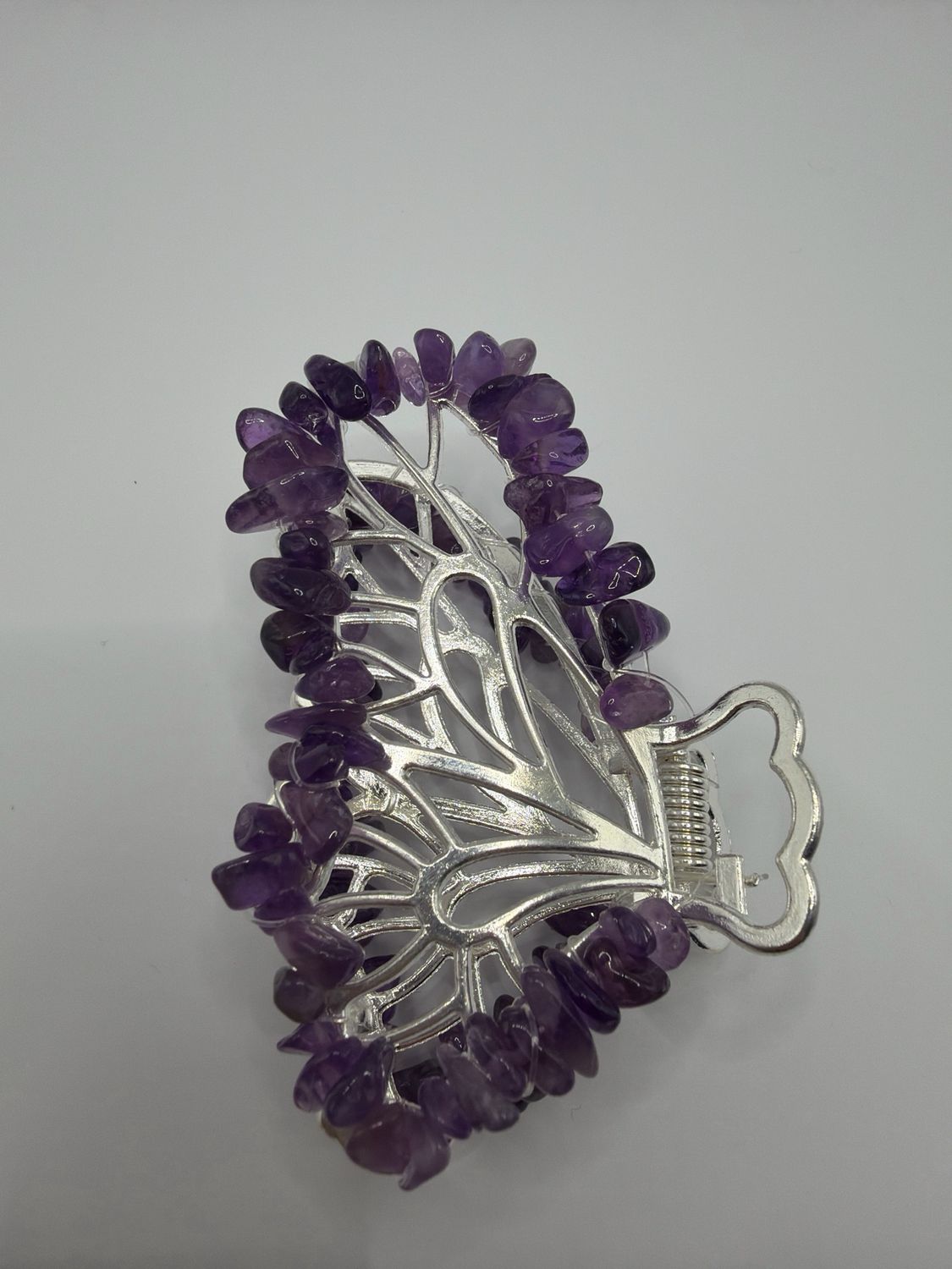 Schmetterling Haarklammer Amethyst, Silber