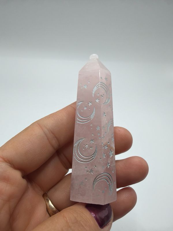 Rosenquarz Sun & Moon Turm Rosenquarz Sun & Moon Turm