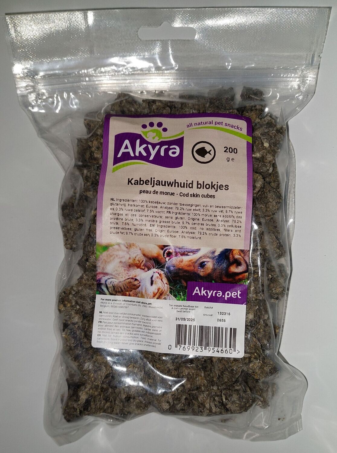 Akyra Kabeljauwhuid blokjes (200gr)