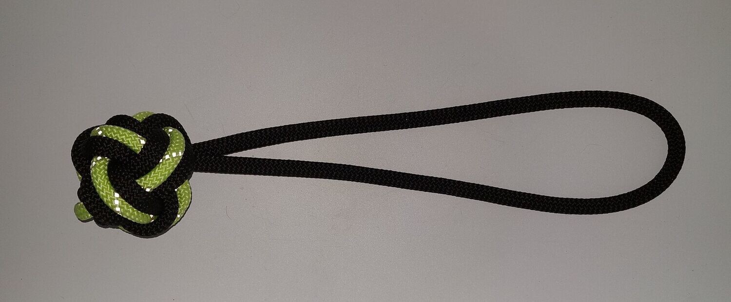 Hondenspeeltje balletje paracord zwart/glow in dark