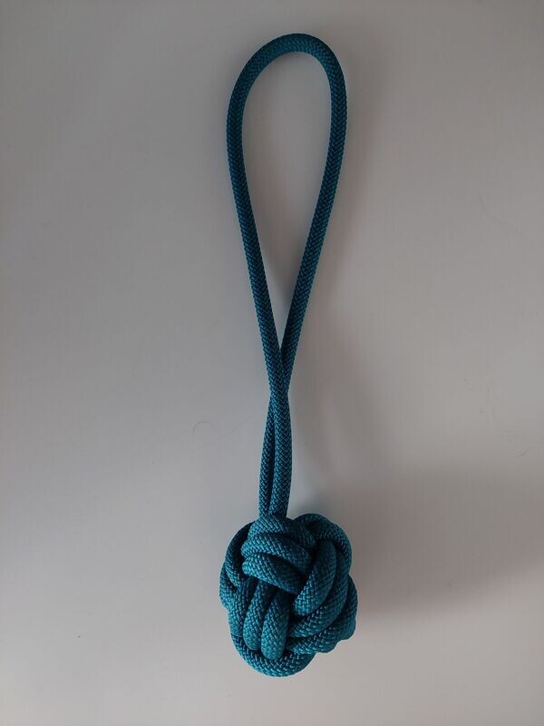 Hondenspeeltje balletje paracord aqua