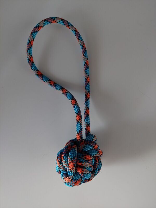 Hondenspeeltje balletje paracord blauw/oranje