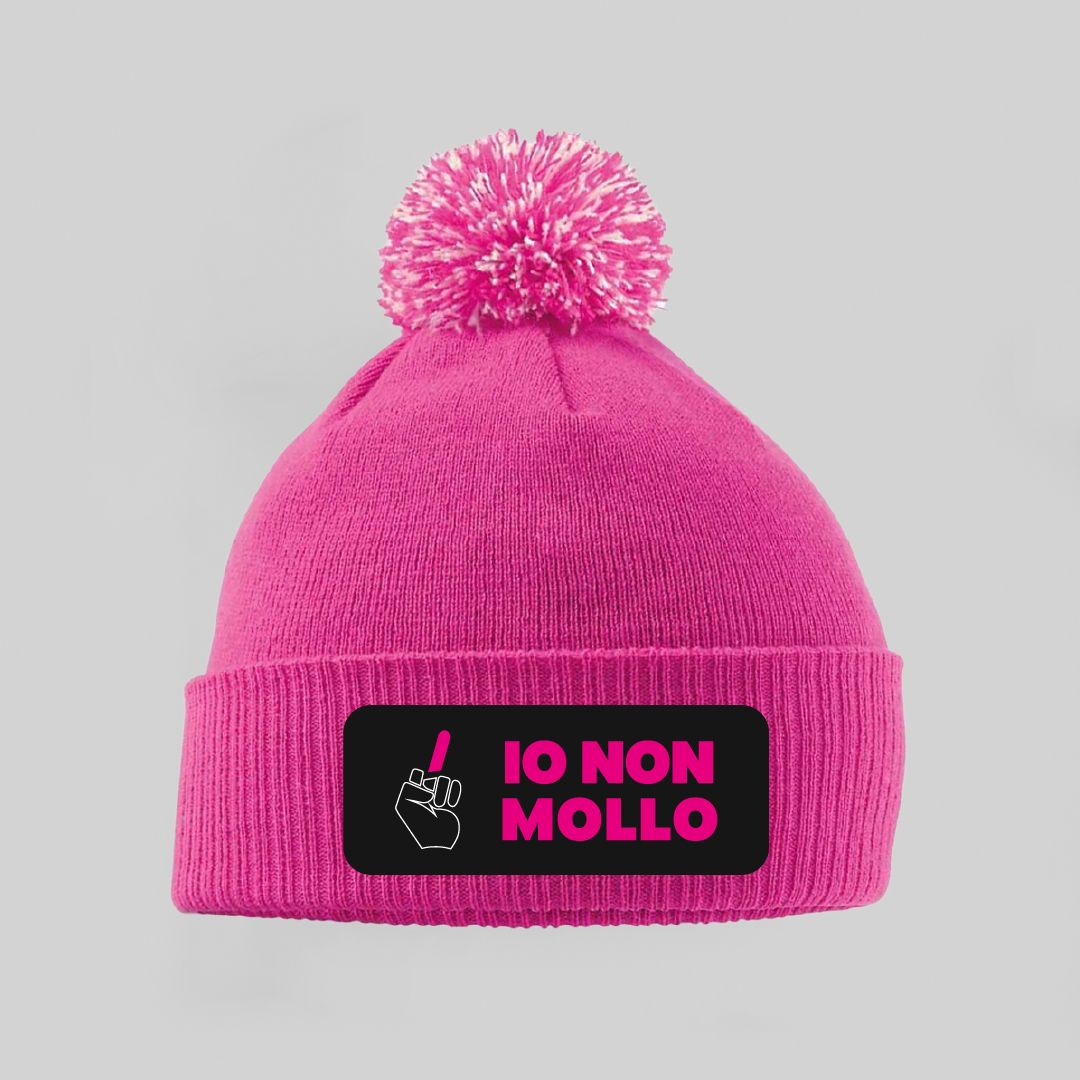 Cuffia Fucsia e Bianca con pompon