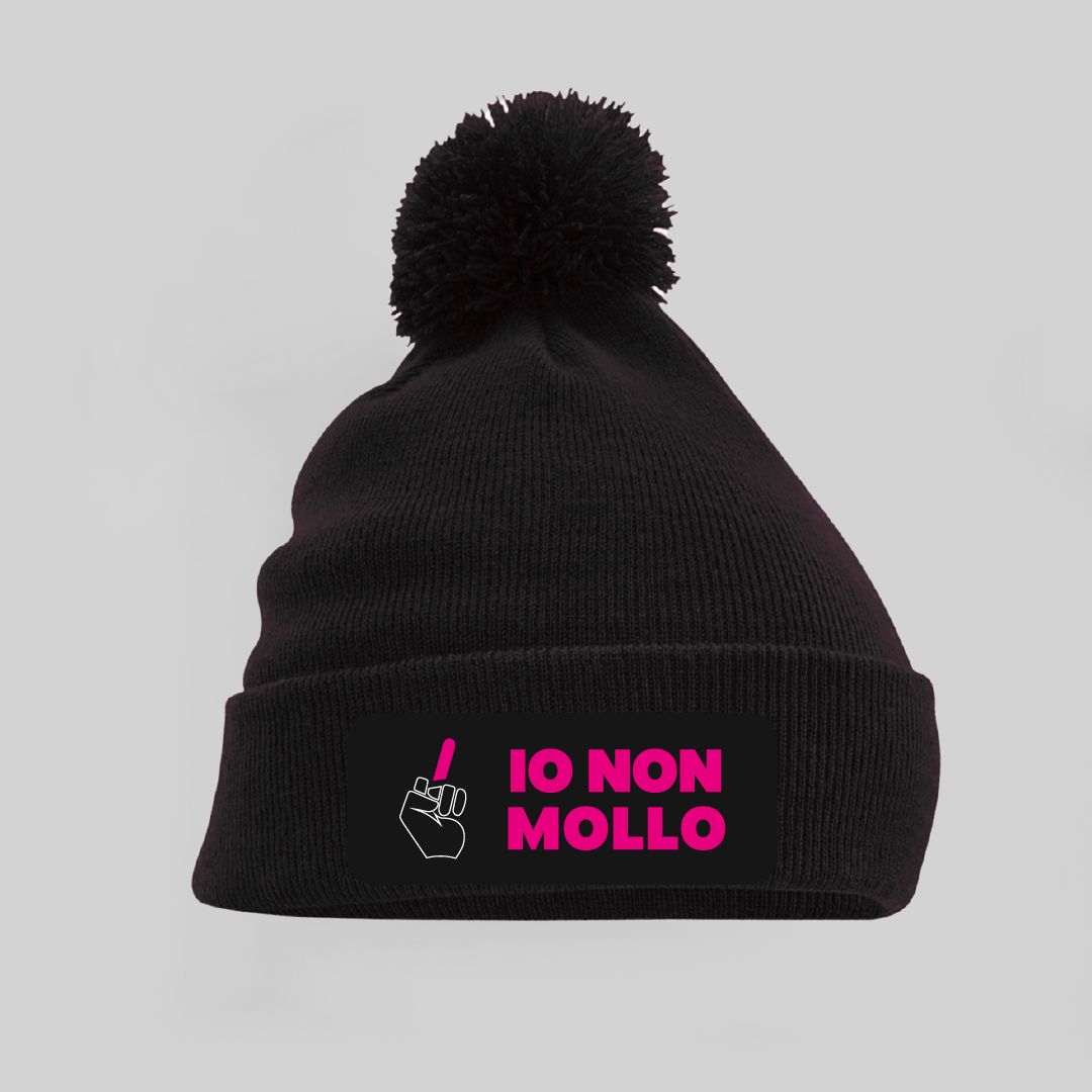 Cuffia Nera con pompon