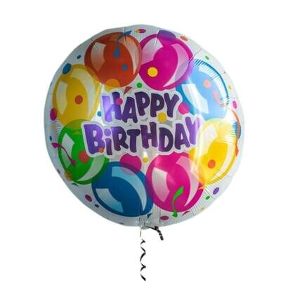 Globo Feliz cumpleaños inflado con helio.