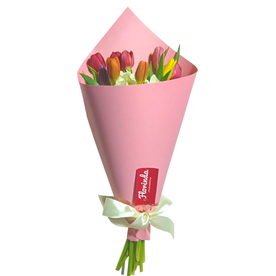 Ramo de 10 tulipanes y hortensia