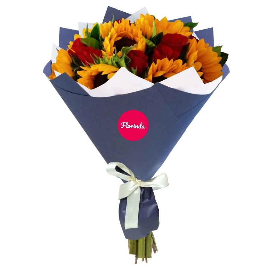 RAMO DE 10 GIRASOLES Y 12 ROSAS