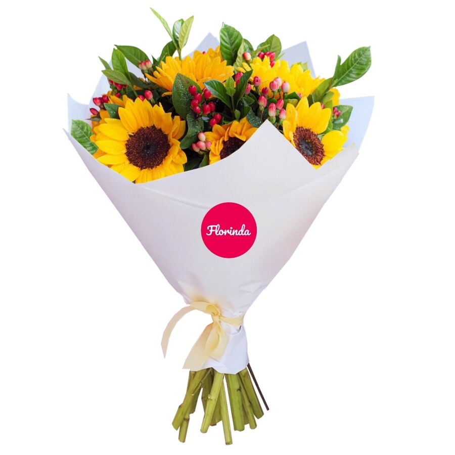 RAMO DE 10 GIRASOLES PREMIUM E Hypericum