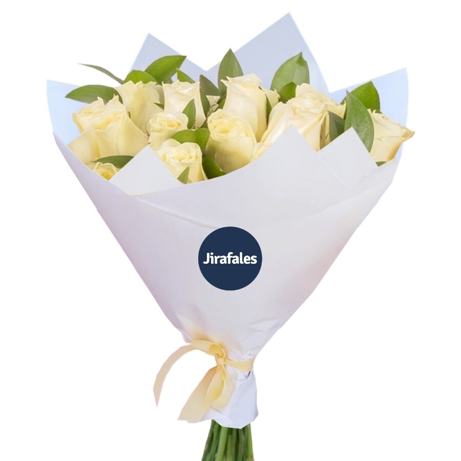 Ramo de 20 rosas blancas y verdes selectos