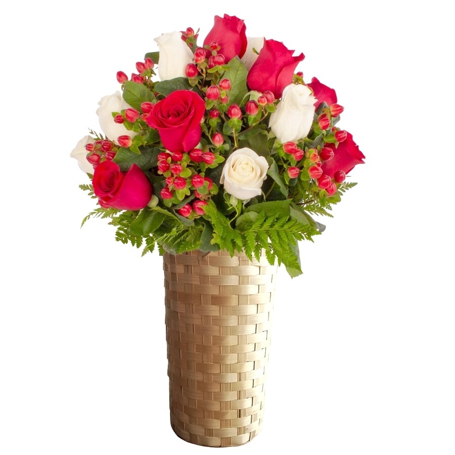 Tú y Yo Mix blanco/rojo- Arreglo floral con mix de rosas rojas y blancas