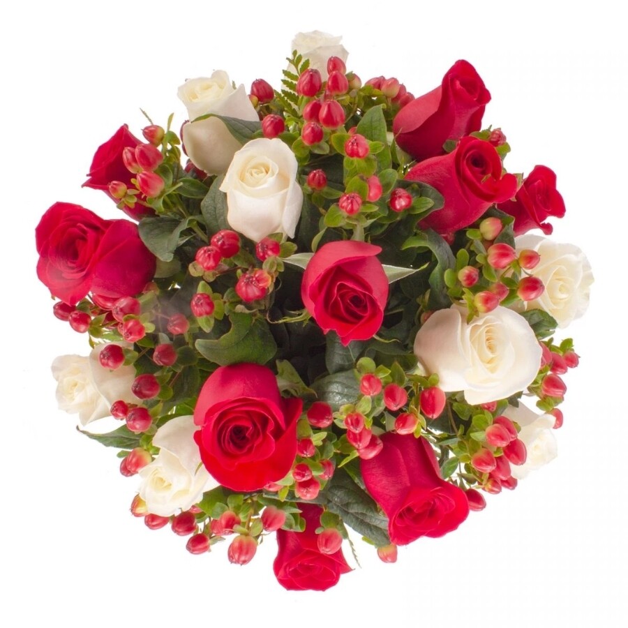 Tú y Yo Mix blanco/rojo- Arreglo floral con mix de rosas rojas y blancas