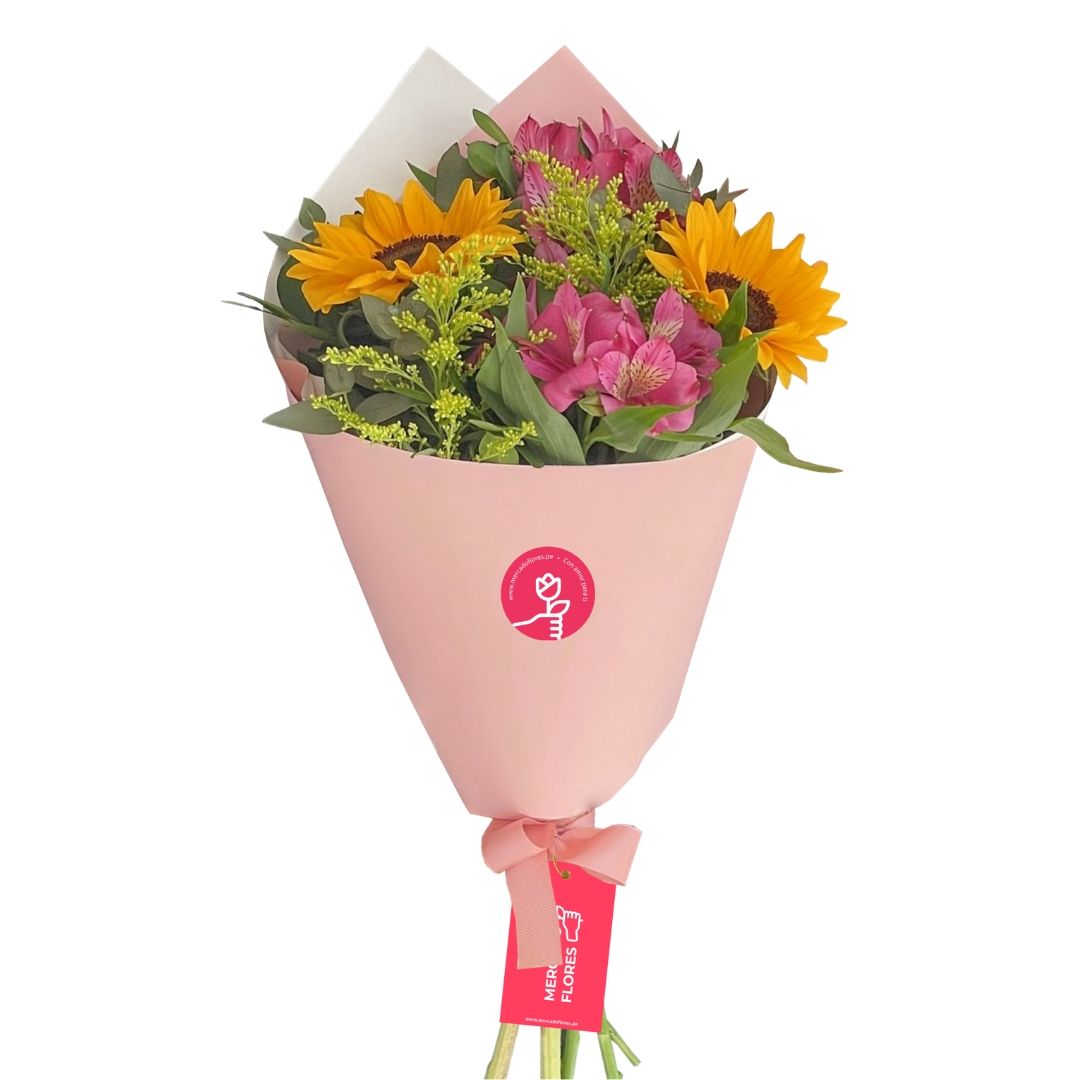 Ramo de astromelias- colores variados y girasol