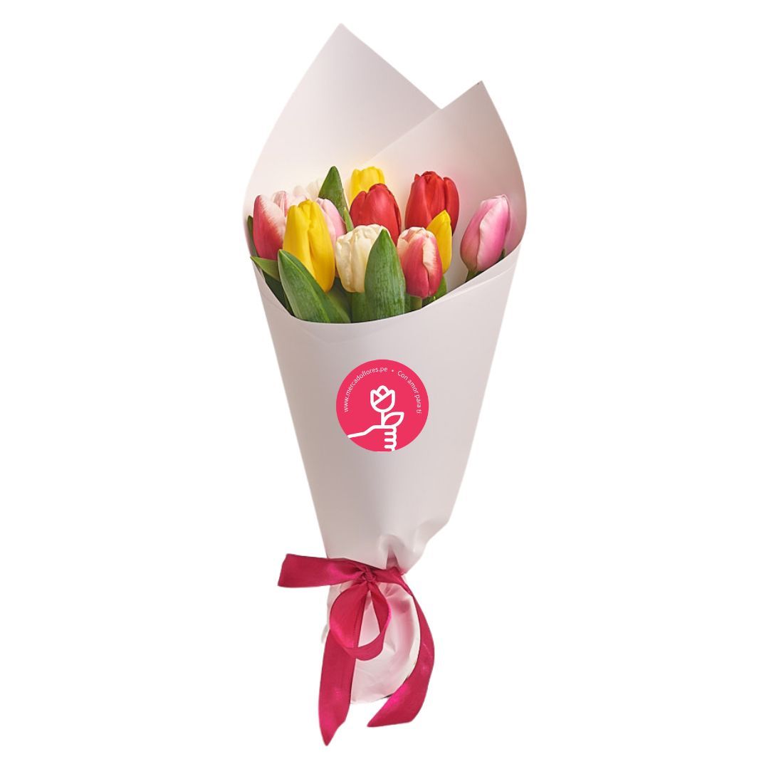 Ramo de tulipanes mix - 10 tulipanes en colores variados