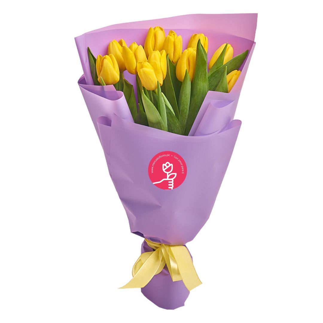 Ramo de tulipanes color amarillo - 10 tulipanes
