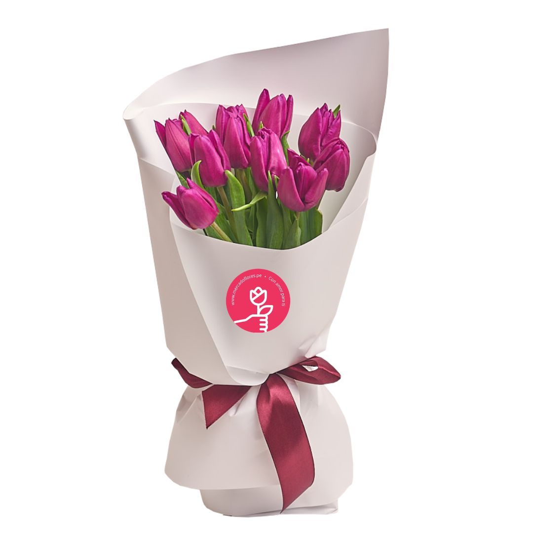 Ramo de tulipanes color morado - 10 tulipanes