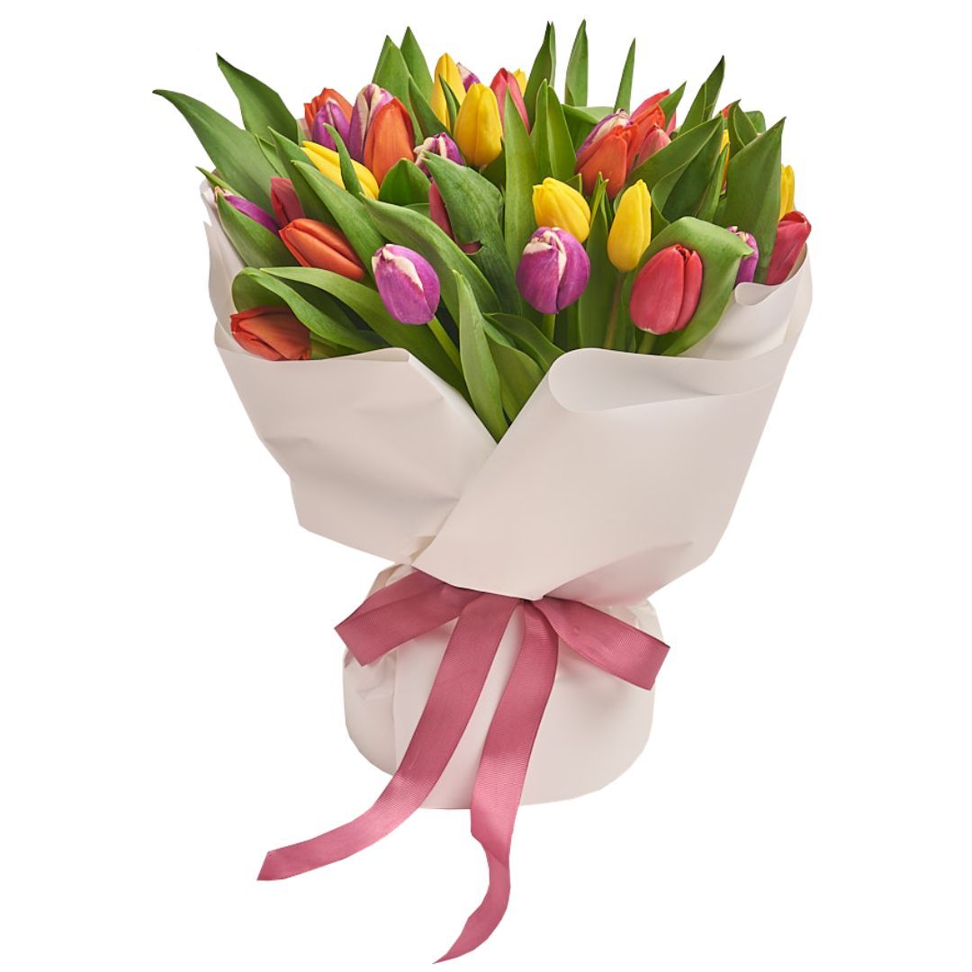 Ramo de tulipanes color mix - 35 tulipanes colores variados