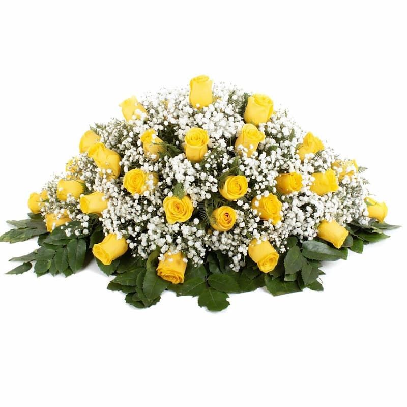 Manto Fúnebre 07 - Ovalado con 40 rosas amarillas