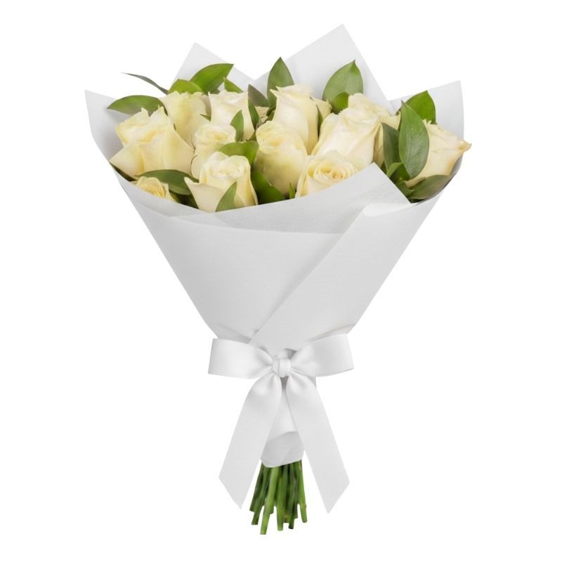 Ramo de 20 rosas blancas y verdes selectos