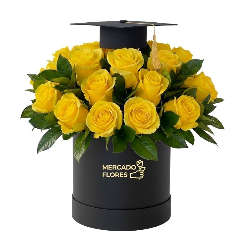 Arreglo para Graduación - Box Sol de Éxito con Rosas Amarillas 🎓