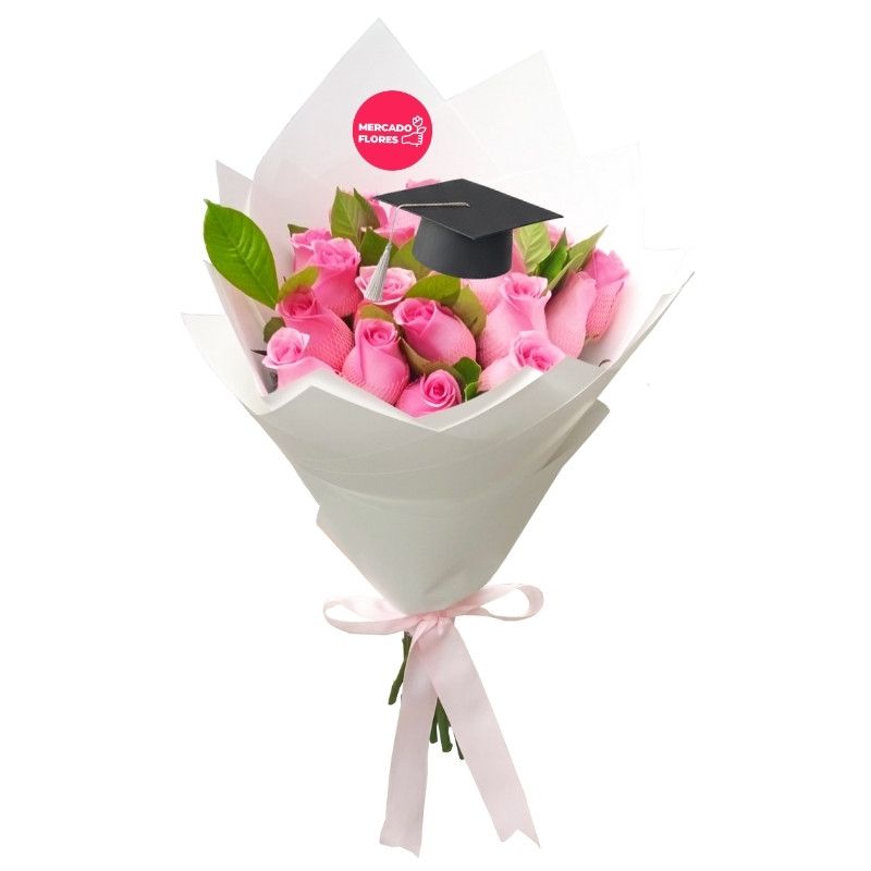 Ramo de graduación - Elegancia para Graduación con rosas rosadas 🎓